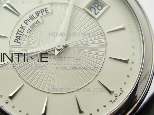 Calatrava 5153G-010 SS ZF 1:1 Best Edition White textured dial on Black Leather Strap A324CS – Bild 6
