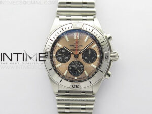 Chronomat B01 42mm SS TF 1:1 Best Edition Copper Dial Black Subdial on SS Bracelet A7750
