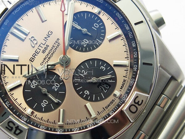 Chronomat B01 42mm SS TF 1:1 Best Edition Copper Dial Black Subdial on SS Bracelet A7750 – Bild 6