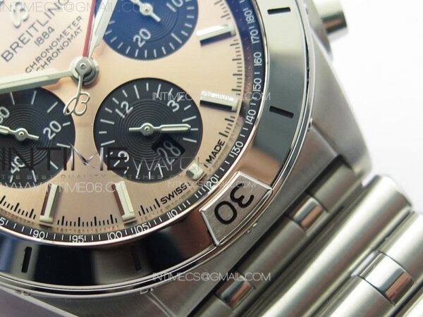 Chronomat B01 42mm SS TF 1:1 Best Edition Copper Dial Black Subdial on SS Bracelet A7750 – Bild 7