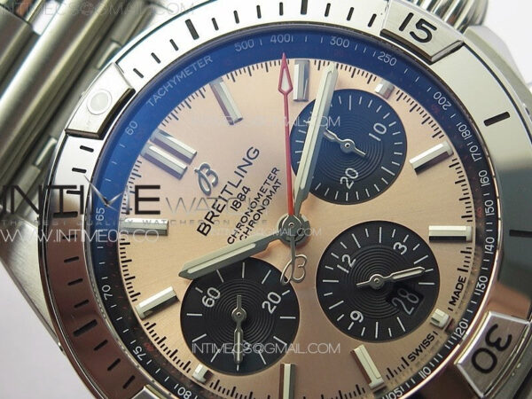 Chronomat B01 42mm SS TF 1:1 Best Edition Copper Dial Black Subdial on SS Bracelet A7750 – Bild 9
