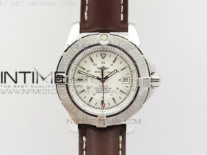 Colt Automatic 44mm SS White Textured Dial on Brown Leather Strap A2824