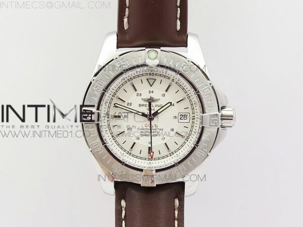 Colt Automatic 44mm SS White Textured Dial on Brown Leather Strap A2824