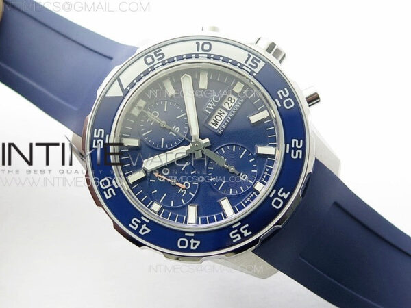 Aquatimer IW376711 SS V6SF 1:1 Best Edition Blue Dial on Blue Rubber Strap A7750 – Bild 2