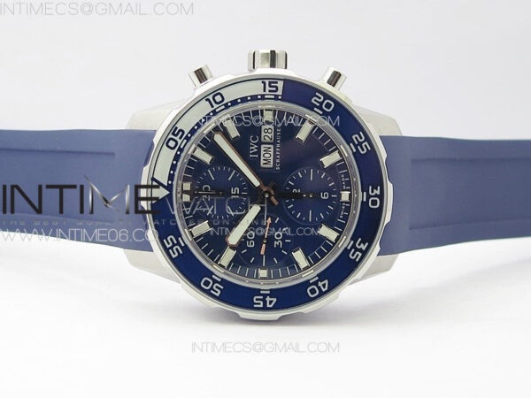 Aquatimer IW376711 SS V6SF 1:1 Best Edition Blue Dial on Blue Rubber Strap A7750 – Bild 3