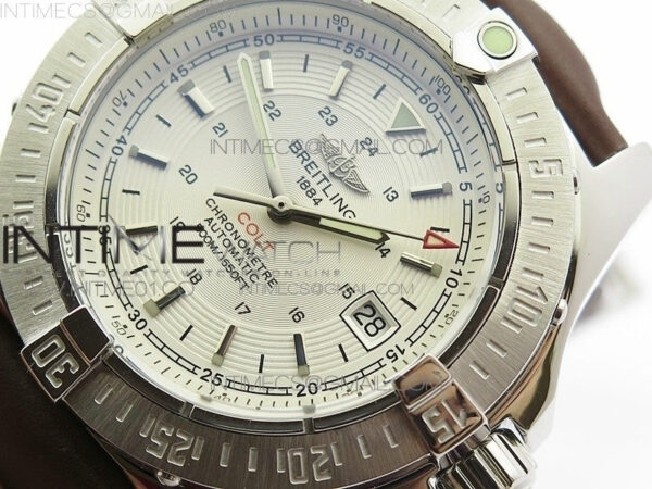 Colt Automatic 44mm SS White Textured Dial on Brown Leather Strap A2824 – Bild 4
