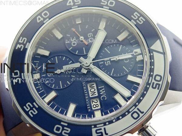 Aquatimer IW376711 SS V6SF 1:1 Best Edition Blue Dial on Blue Rubber Strap A7750 – Bild 4