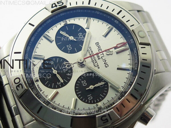 Chronomat B01 42mm SS TF 1:1 Best Edition Silver Dial Black Subdial on SS Bracelet A7750 – Bild 4