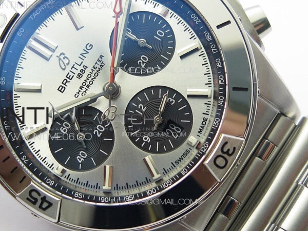 Chronomat B01 42mm SS TF 1:1 Best Edition Silver Dial Black Subdial on SS Bracelet A7750 – Bild 6