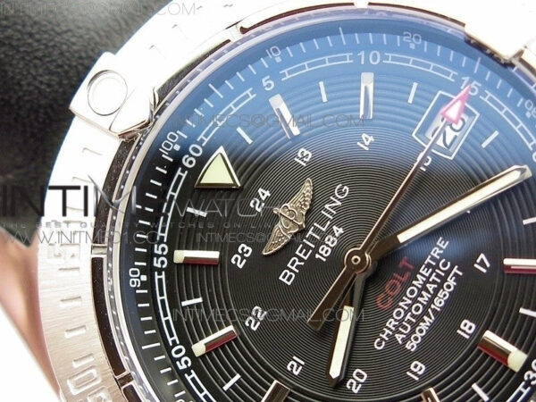 Colt Automatic 44mm SS Black Textured Dial on Black Leather Strap A2824 – Bild 6