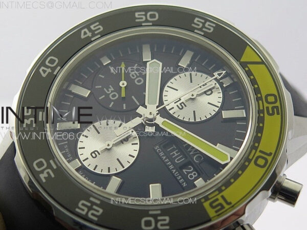Aquatimer IW376709 SS V6SF 1:1 Best Edition Black Dial on Black Rubber Strap A7750 – Bild 9