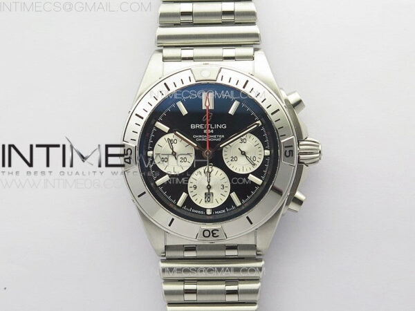 Chronomat B01 42mm SS TF 1:1 Best Edition Black Dial White Subdial on SS Bracelet A7750