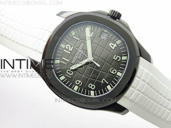 Aquanaut Jumbo 5167A DLC ZF 1:1 Best Edition Black Dial on White Rubber Strap 324CS(Free Box) – Bild 2