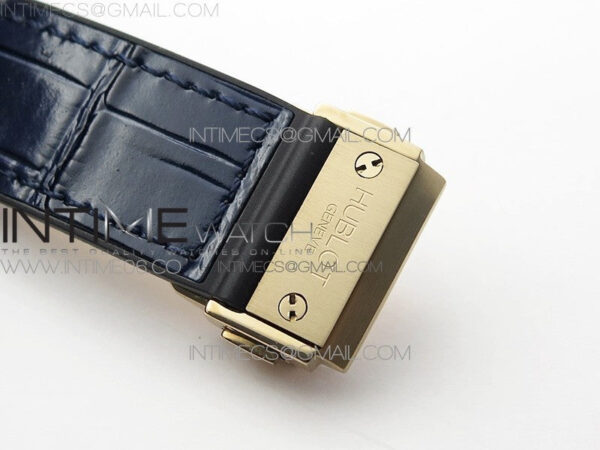 Classic Fusion 42mm RG Paved Diamonds Case/Bezel B50F Blue Dial On Blue Gummy Strap A2892 – Bild 12