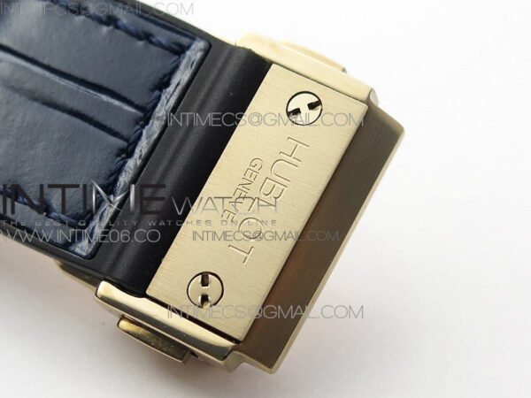 Classic Fusion 42mm RG Paved Diamonds Case/Bezel B50F Blue Dial On Blue Gummy Strap A2892 – Bild 13