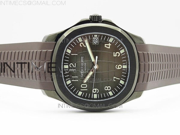 Aquanaut Jumbo 5167A DLC ZF 1:1 Best Edition Black Dial on Brown Rubber Strap 324CS(Free Box) – Bild 3
