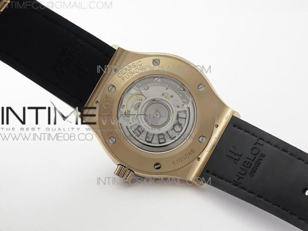 Classic Fusion 42mm RG Paved Diamonds Bezel B50F Black Dial On Black Gummy Strap A2892 – Bild 18