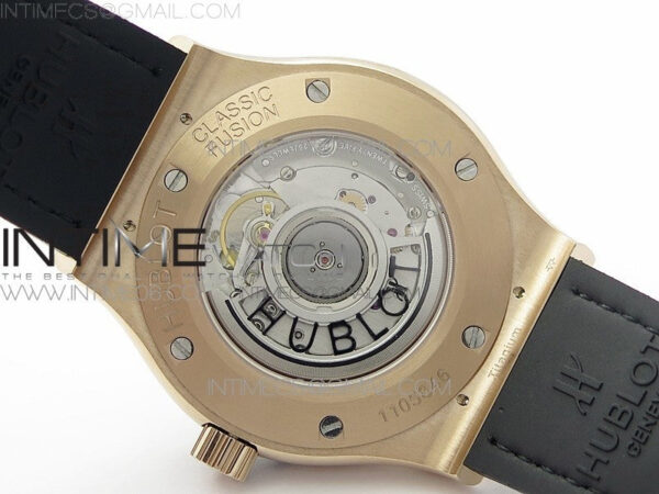 Classic Fusion 42mm RG Paved Diamonds Bezel B50F Black Dial On Black Gummy Strap A2892 – Bild 19