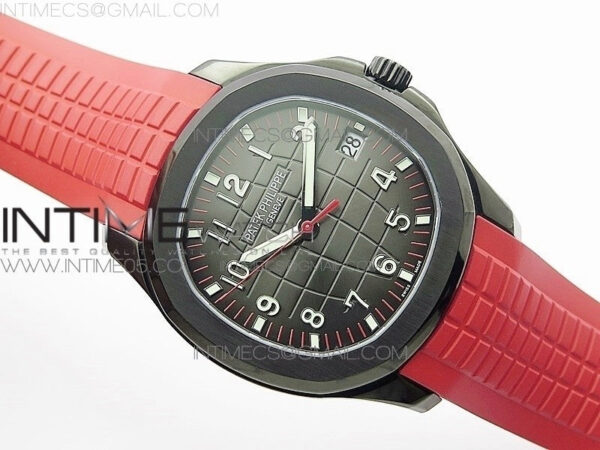 Aquanaut Jumbo 5167A DLC ZF 1:1 Best Edition Black Dial on Red Rubber Strap 324CS(Free Box) – Bild 2