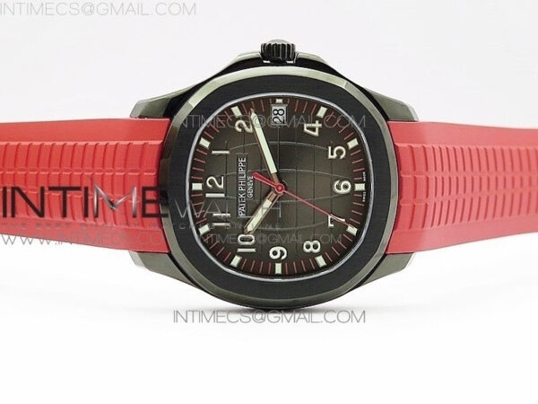 Aquanaut Jumbo 5167A DLC ZF 1:1 Best Edition Black Dial on Red Rubber Strap 324CS(Free Box) – Bild 3