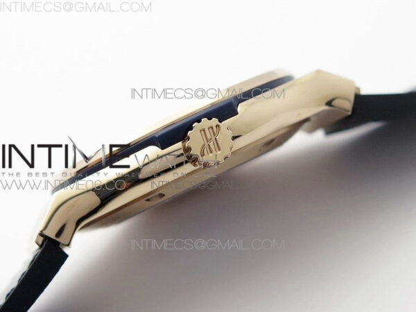 Classic Fusion 42mm RG Paved Diamonds Bezel B50F Blue Dial On Blue Gummy Strap A2892 – Bild 9