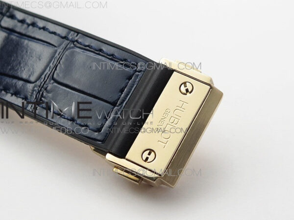 Classic Fusion 42mm RG Paved Diamonds Bezel B50F Blue Dial On Blue Gummy Strap A2892 – Bild 12