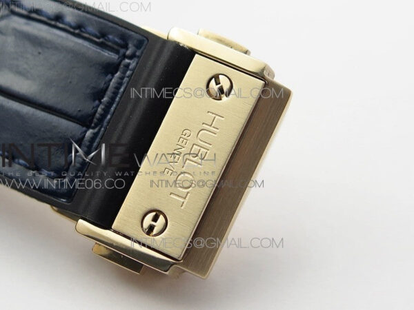 Classic Fusion 42mm RG Paved Diamonds Bezel B50F Blue Dial On Blue Gummy Strap A2892 – Bild 13