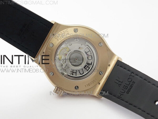 Classic Fusion 42mm RG Paved Diamonds Bezel B50F Blue Dial On Blue Gummy Strap A2892 – Bild 18