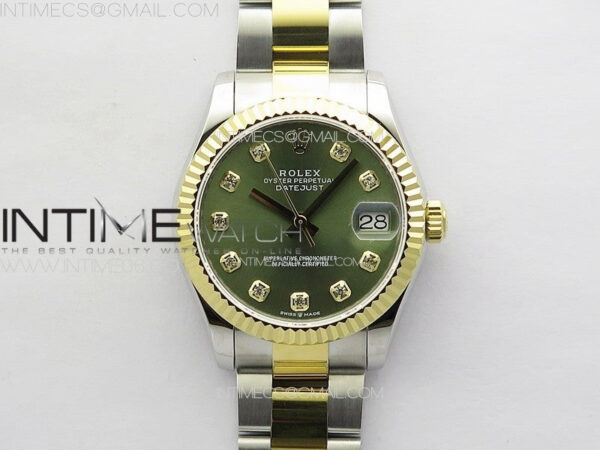 DateJust 31mm 72610 SS/YG APSF Best Edition Green Dial Crystals Markers on Oyster Bracelet A2824 – Bild 2
