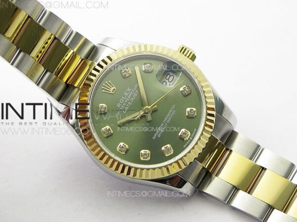 DateJust 31mm 72610 SS/YG APSF Best Edition Green Dial Crystals Markers on Oyster Bracelet A2824 – Bild 3