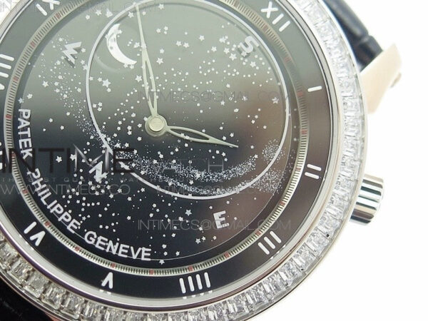 6104P Moon RG Black Dial Diamond Bezel on Black Leather Strap A240 V2 – Bild 4