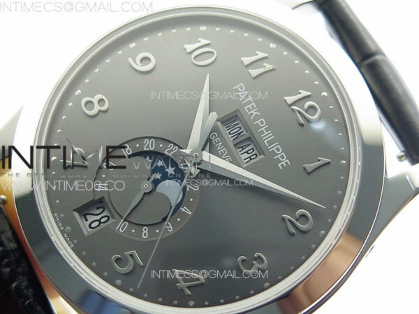 Annual Calendar Moonphase 5396 SS PPF 1:1 Best Edition Gray Dial on Black Leather Strap PPF324 – Bild 4