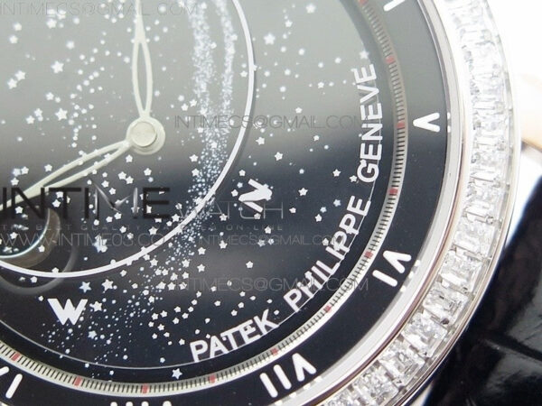 6104P Moon RG Black Dial Diamond Bezel on Black Leather Strap A240 V2 – Bild 5