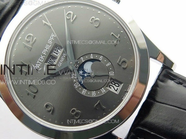 Annual Calendar Moonphase 5396 SS PPF 1:1 Best Edition Gray Dial on Black Leather Strap PPF324 – Bild 5