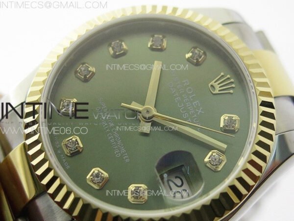 DateJust 31mm 72610 SS/YG APSF Best Edition Green Dial Crystals Markers on Oyster Bracelet A2824 – Bild 5