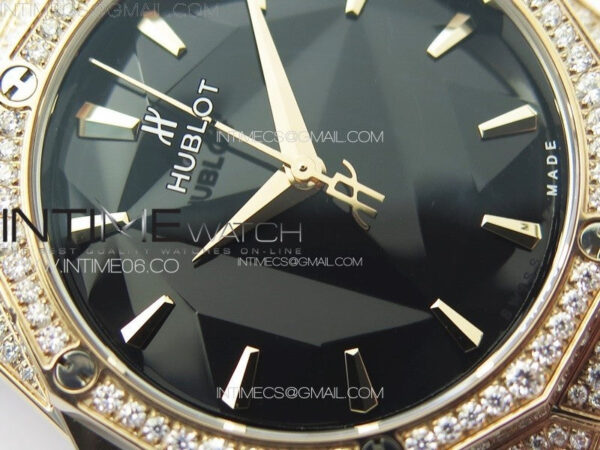 Classic Fusion Orlinski SS Full Real Diamonds RG B50F 1:1 Best Edition Black Faceted Dial on Black Rubber Strap A2892 – Bild 6