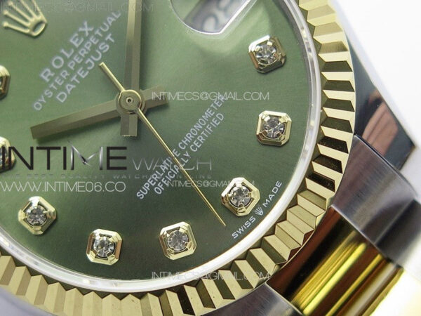 DateJust 31mm 72610 SS/YG APSF Best Edition Green Dial Crystals Markers on Oyster Bracelet A2824 – Bild 6