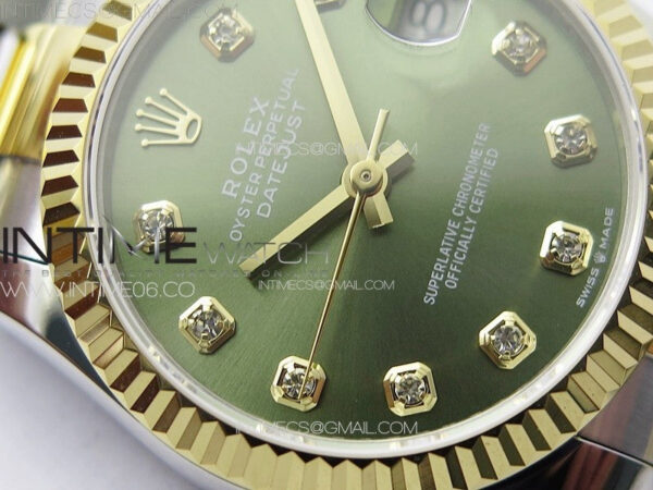 DateJust 31mm 72610 SS/YG APSF Best Edition Green Dial Crystals Markers on Oyster Bracelet A2824 – Bild 7