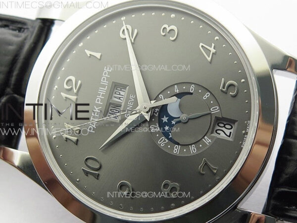 Annual Calendar Moonphase 5396 SS PPF 1:1 Best Edition Gray Dial on Black Leather Strap PPF324 – Bild 7