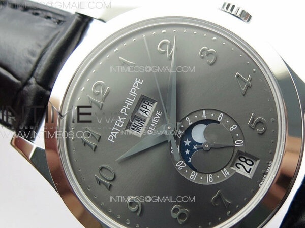 Annual Calendar Moonphase 5396 SS PPF 1:1 Best Edition Gray Dial on Black Leather Strap PPF324 – Bild 8