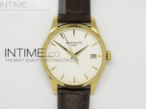 Calatrava 5227 BP Version YG White Dial on Leather Strap Japanese MIYOTA 9015
