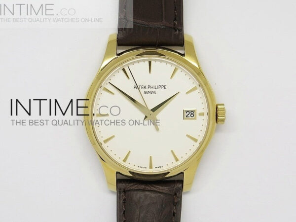 Calatrava 5227 BP Version YG White Dial on Leather Strap Japanese MIYOTA 9015