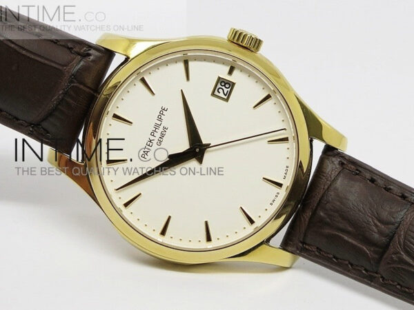 Calatrava 5227 BP Version YG White Dial on Leather Strap Japanese MIYOTA 9015 – Bild 6