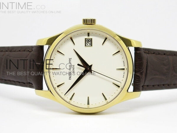 Calatrava 5227 BP Version YG White Dial on Leather Strap Japanese MIYOTA 9015 – Bild 7