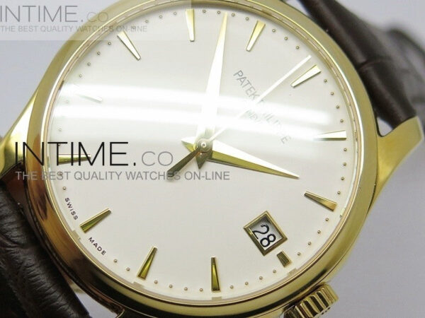 Calatrava 5227 BP Version YG White Dial on Leather Strap Japanese MIYOTA 9015 – Bild 8