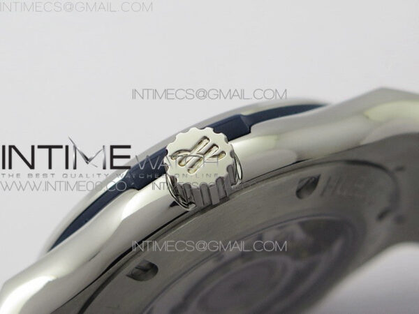 Classic Fusion 42mm SS Paved Diamonds Case/Bezel B50F Blue Dial On Blue Gummy Strap A2892 – Bild 10