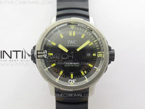 Aquatimer IW358002 SS V6S 1:1 Best Edition Black Dial Yellow Sticks Markers on Black Rubber Strap A2824