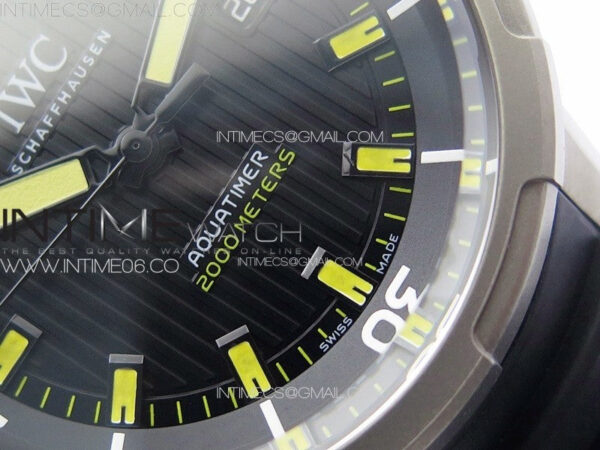 Aquatimer IW358002 SS V6S 1:1 Best Edition Black Dial Yellow Sticks Markers on Black Rubber Strap A2824 – Bild 6