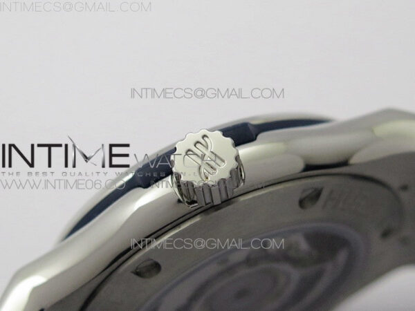 Classic Fusion 42mm SS Paved Diamonds Bezel B50F Blue Dial On Blue Gummy Strap A2892 – Bild 10
