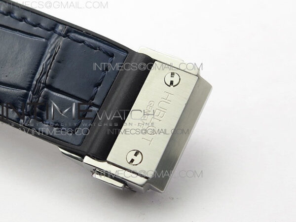 Classic Fusion 42mm SS Paved Diamonds Bezel B50F Blue Dial On Blue Gummy Strap A2892 – Bild 12